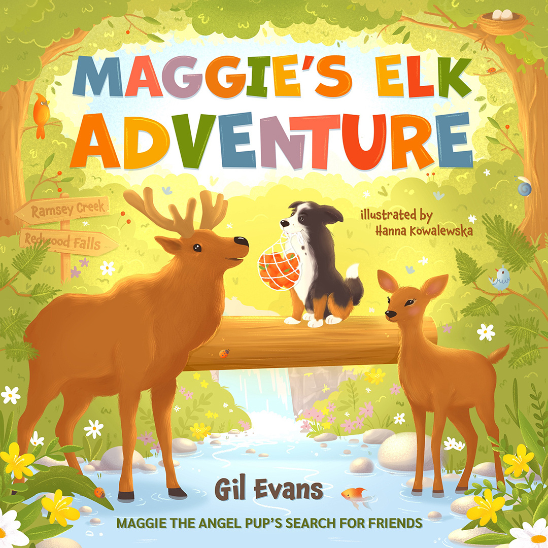 Maggie's Elk Adventure: Maggie the Angel Pup's Search for Friends ilustracja dla dzieci – Hanna Kowalewska